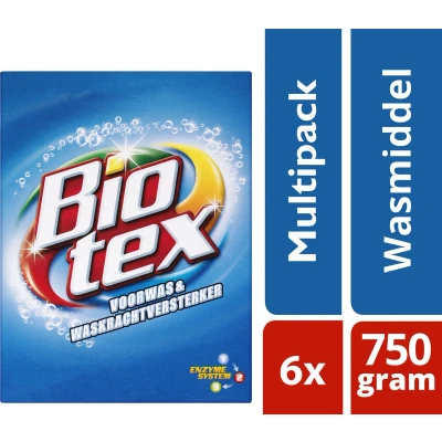 Afbeelding van 7x Biotex Waspoeder Voorwas &amp; Waskrachtversterker 750 gr
