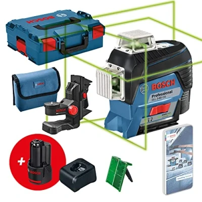 Afbeelding van Bosch Professional 12V System lijnlaser GLL 3 80 CG (2x accu 12V, oplader, groene laser, met appfunctie, houder, werkbereik: max. 30 m, in L BOXX) Amazon Exclusive Set