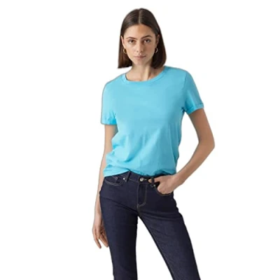 Afbeelding van Vero Moda Vmpaula Tshirt basic, Dames, Maat: XS, Bachelor button