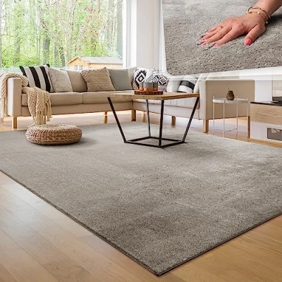 Afbeelding van Tapijt voor woonkamer Eenkleurig Wasbaar Zacht kortstondig pooltje, Maat:200x280 cm, Kleur:Grijs