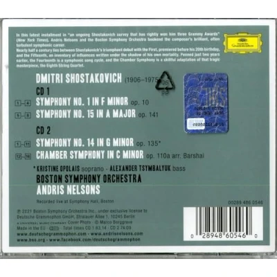 Afbeelding van Boston Symphony Orchestra, Andris Nelsons Shostakovich: Symphonies Nos. 1, 14 &amp; 15; Chamber In C Minor (2 CD)
