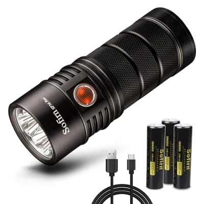 Afbeelding van Sofirn SP36 Pro Led oplaadbare zaklamp, 8000 lumen, SST40 leds met 3 x 18650 batterij, krachtige handgreep, fakkel Anduril UI USB kabel voor zoeken, verlichting, wandelen