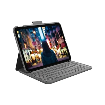 Afbeelding van Logitech iPad toetsenbordcase (10e generatie) Slim Folio met geïntegreerd draadloos toetsenbord (Graphite) Italian Layout