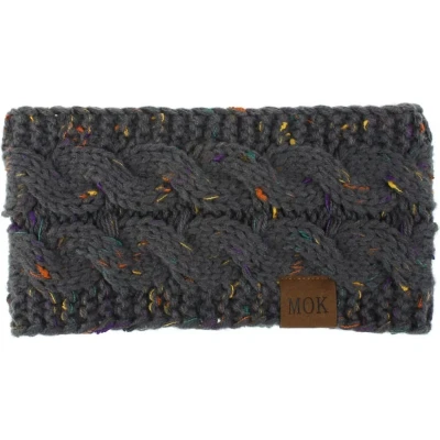 Afbeelding van Warme gebreide fleece gevoerde winter hoofdband, Kleur Donker Grijs, Onesize, haarband,
