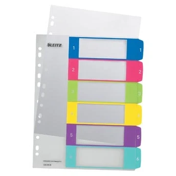 Afbeelding van Leitz Wow Printbare Index, 6 Tabs Tabbladen