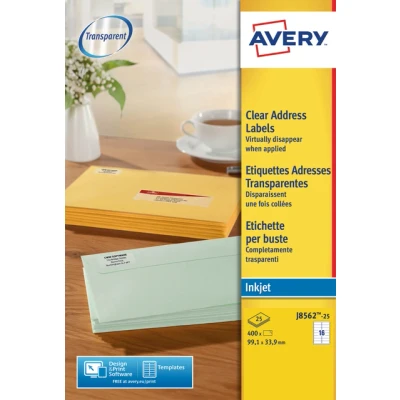 Afbeelding van Etiket Avery J8562 25 99.1x33.9mm transparant 400stuks