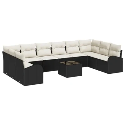 Afbeelding van vidaXL 10 delige Tuin Sofa Set met Kussens Bruin Poly Rattan