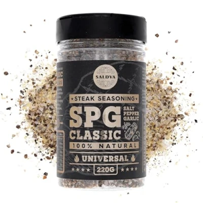 Afbeelding van Klassieke SPG kruidenmix voor biefstuk, premium kruiden, zout, peper en knoflook, ontworpen onweerstaanbare steaks, grote pot (220 g)