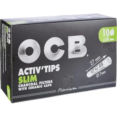 Afbeelding van OCB Activ&#039;Tips Slim actieve koolfilter met keramische doppen 1 pak 500 filtertips