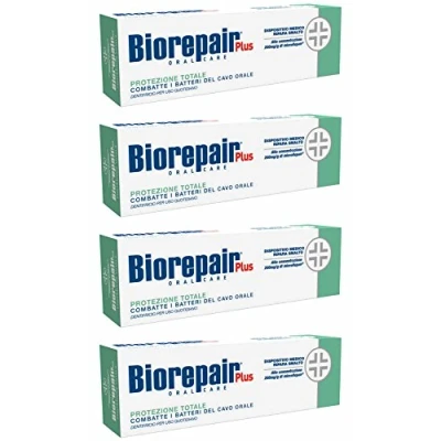 Afbeelding van Biorepair Totale bescherming dagelijkse tandpasta 2,54 vloeibare ounces (75 ml) buizen (4 stuks) [Italiaanse import]