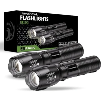 Afbeelding van Travelhawk Zaklamp Led Militaire 1000 Lumen Waterproof 2 stuks