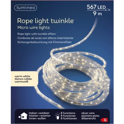 Afbeelding van Lumineo Lichtslang kerstverlichting warm wit twinkel 9 m