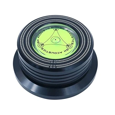 Afbeelding van Fasizi 50/60Hz Bubble Level Snelheidsdetectie Draaitafel LP Vinyl Disc Legering Record Gewicht Stabilisator Klem Zwart