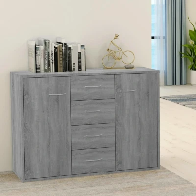 Afbeelding van Dressoir 88x30x65 cm bewerkt hout grijs sonoma eikenkleurig