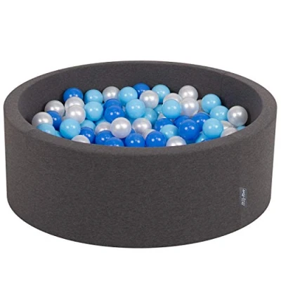 Afbeelding van KiddyMoon Schuim Ballenbak Voor Kinderen Met Ballen Ø 7 Cm Gemaakt In EU, Donkergrijs:Babyblue Blauw Parel,90X30cm/300