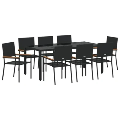 Afbeelding van vidaXL Tuinset Set van 5 Zwart Rattan, Metaal 8 persoons UV bestendig