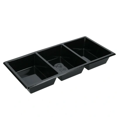 Afbeelding van 400x Tapas Schaal 3 vaks 250x120x30mm Zwart