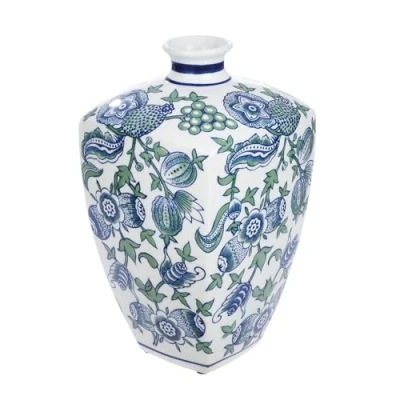 Afbeelding van GILDE Siervaas Vase Fayencen, eckig, aus Keramik, Höhe ca. 31 cm (1 stuk)