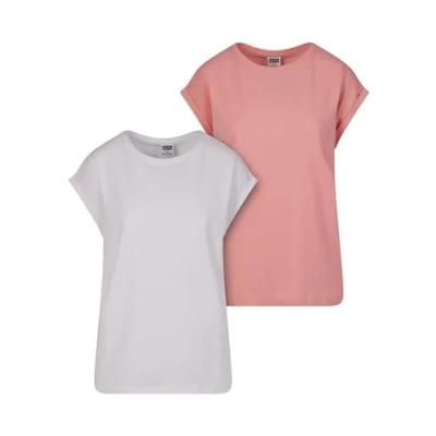 Afbeelding van Urban Classics Extended Shoulder 2PACK Tshirt basic, Dames, Maat: Small, Lemonadepink white