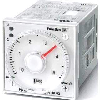Afbeelding van Finder tijdrelais frontmontage insteekbaar 2 wisselcontacten 8a multifunctie 24 230vac dc met pauze en reset 88 02 0 230 0002