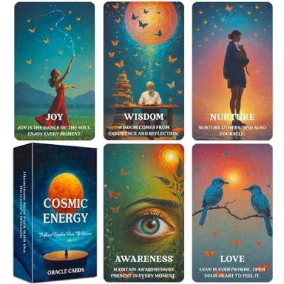 Afbeelding van QCFQCF Oracle kaarten voor kosmische orakels, orakelkaarten beginners, innerlijke kracht, spirituele begeleiding, Deck, universele wijsheid dagelijks gebruik, lezingen en meditatie