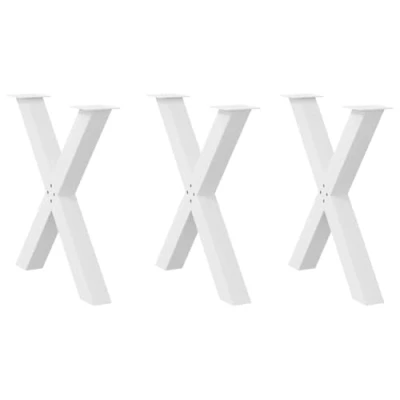 Afbeelding van vidaXL Eettafelpoten 3 st X vormig 70x(72 73) cm staal wit