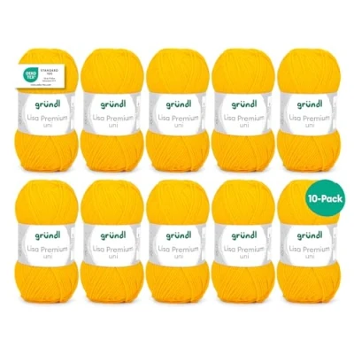 Afbeelding van Gründl Lisa Premium Uni brei en haakgaren (zacht wolachtig karakter, onderhoudsvriendelijk, breigaren van 100% polyacryl, 50 g/133 m, naalddikte: 3,5 4,5, 10 bollen à g), signaalrood