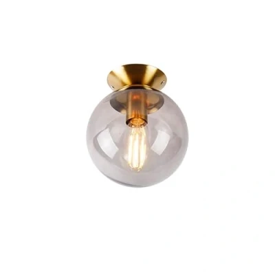 Afbeelding van QAZQA Smart plafondlamp messing met smoke glas incl. Wifi ST64