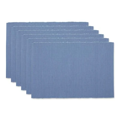 Afbeelding van DII 100% Katoen Basic Geribbelde Placemat Set, Blue Jay, 13x19, 6 delig