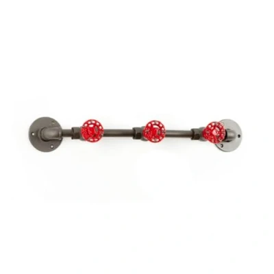 Afbeelding van Wandkapstok Grijs Grey Red Staal Balvi Pipeline 8x54,5x10 Cm