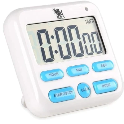 Afbeelding van H&amp;S Keuken Timer Alarm Klok Digitale Koken Magnetische Countdown Grote LCD Scherm Luid Blauwe Knop