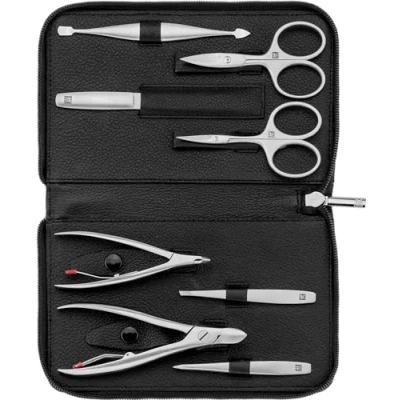Afbeelding van ZWILLING Manicureset (8 delig, complete nagelverzorging, pedicure, etui van echt leer met ritssluiting), premium, zwart