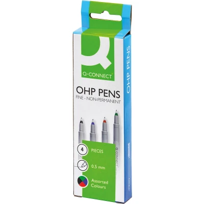 Afbeelding van Q connect Ohp Marker, Non Permanent, Fijn, Set Van 4 Stuks In Geassorteerde Kleuren marker