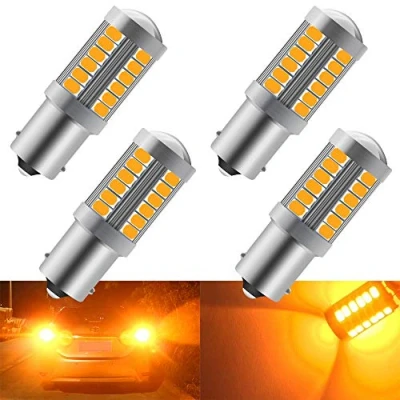 Afbeelding van 4 stuks Amberkleurige 1156 BA15S P21W 5630 33SMD LED lampen 900LM Super helder knipperlicht, richtingaanwijzer, parkeerlicht 12 30V 3.6W