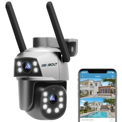 Afbeelding van GENBOLT Beveiligingscamera Buiten 2,4&amp;5GHz WiFi met PoE, Dual Lens Home Surveillance IP Camera CCTV kleur nacht, Automatisch volgen Mensachtige detectie Pan Schuine stand Digitaal Gezoem