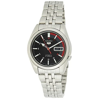 Afbeelding van Seiko Heren analoog automatisch horloge met roestvrij stalen armband SNK375K1, staal,