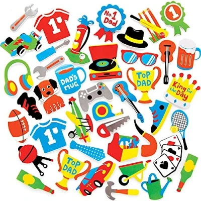 Afbeelding van Baker Ross FE553 vaderdag schuimstickers 200 stuks, kinderstickers, ideaal voor kinderkunst en knutselprojecten, geweldig kaarten maken scrapbooking