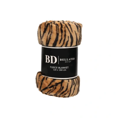 Afbeelding van Bellatio design Plaid fleece deken tijger dieren print 120 x 160 cm