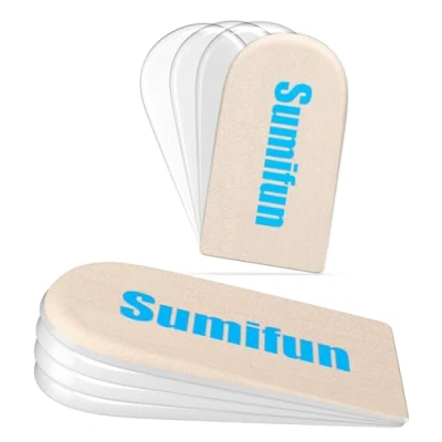 Afbeelding van Sumifun Hiellift inzetstukken, 1/4 tot 1 inch gel schoenhakken inzetstukken voor vrouwen, verstelbare orthopedische hielkussens hielpijn en beenlengteverschillen, hielcups 1/2 3/4