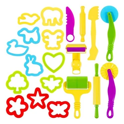 Afbeelding van Playdough Tools Kit play Dough deegaccessoires plastic snijvormen vorm roller pin pretend accessoires voor kleine meisjes en jongens