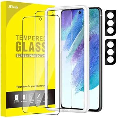 Afbeelding van JETech Screen Protector voor Samsung Galaxy S21 FE 5G met Camera Lens Beschermer, Eenvoudige Installatietool, Gehard Glas Film, Vingerafdruk ID Compatibel, 2 Stuks Elk