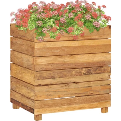 Afbeelding van Plantenbak verhoogd 50x40x55 cm massief teakhout en staal