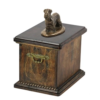 Afbeelding van Elegante urn hond voor de as van een Cesky Terrier met beeldje