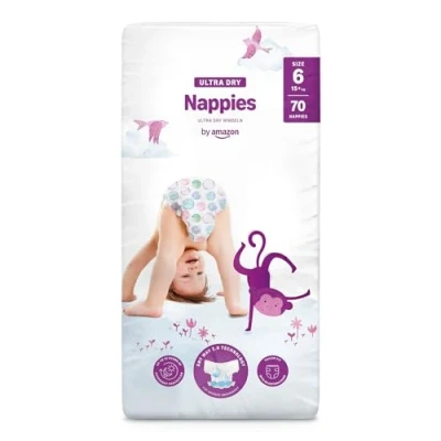 Afbeelding van Amazon merk Mama Bear Ultra Dry luiers, maat 6 (15+ kg), 70 stuks, wit