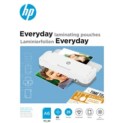 Afbeelding van HP 9156 Everyday Lamineerfolies A6 Lamineerhoezen voor Warm Lamineren Transparant 80 Micron 25 Stuks