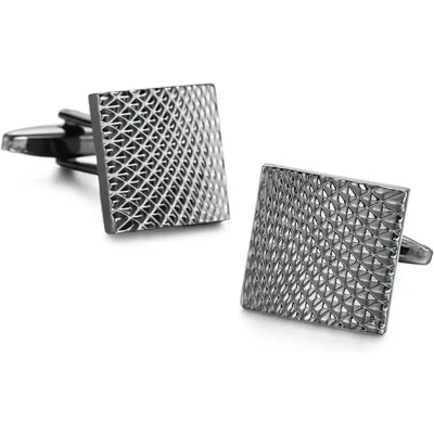 Afbeelding van Gekartelde Manchetknopen Heren Zwart Vierkant Cufflinks Cadeau voor Man Mannen Cadeautjes