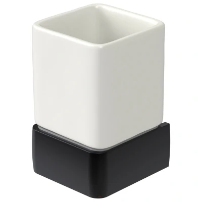 Afbeelding van Haceka aline enkele bekerhouder zwart aluminium keramiek 120 1208653