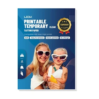 Afbeelding van Tijdelijk tattoopapier, bedrukbaar, transferpapier voor tatoeages, A4 x 5 vellen, transparant, doe het zelf, inkjet en laserprinters