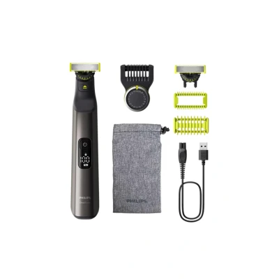Afbeelding van Philips OneBlade Pro 360 Face + Body Chroom Trimmer, scheerapparaat en styler in 1 Inclusief luxe reisetui QP6652/30