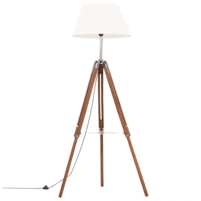 Afbeelding van Vloerlamp driepoot 141 cm massief teakhout honingbruin en wit